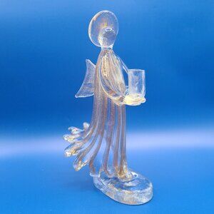 Murano Ferro & Lazzarini Avventurina Angel Candleholder For Mini Taper 9" High